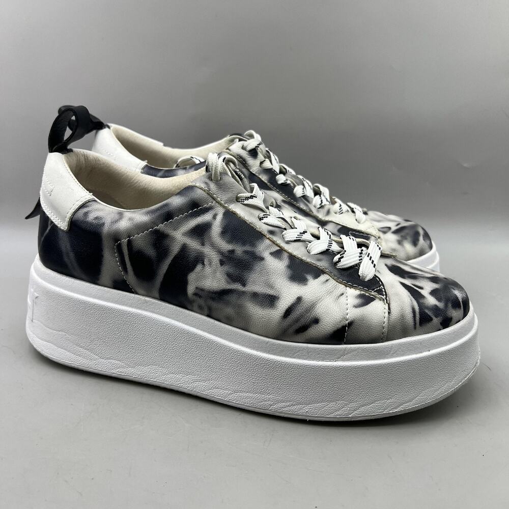 Ash Moon Platform Shoes Women Size 9.5 US, 40 EU White Black Tie Dye Sneakers